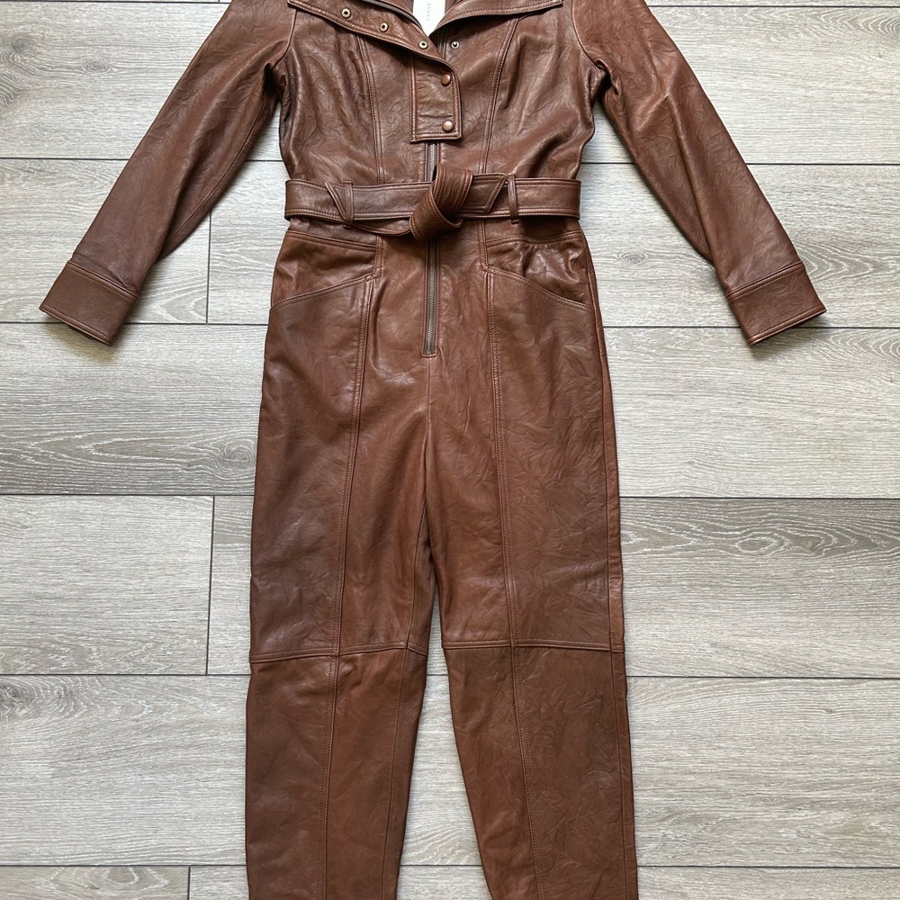 Brown leather jumpsuit Veronica Beard